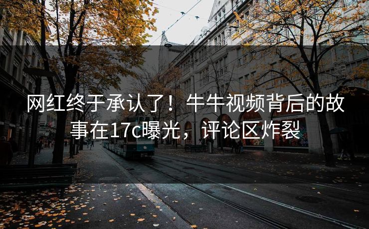 网红终于承认了！牛牛视频背后的故事在17c曝光，评论区炸裂