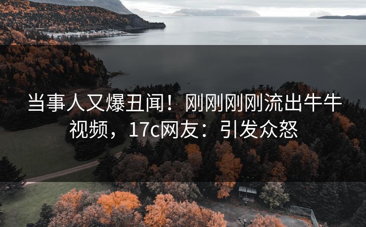 当事人又爆丑闻！刚刚刚刚流出牛牛视频，17c网友：引发众怒